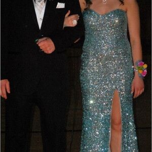 Beautiful sequins blue Prom dress